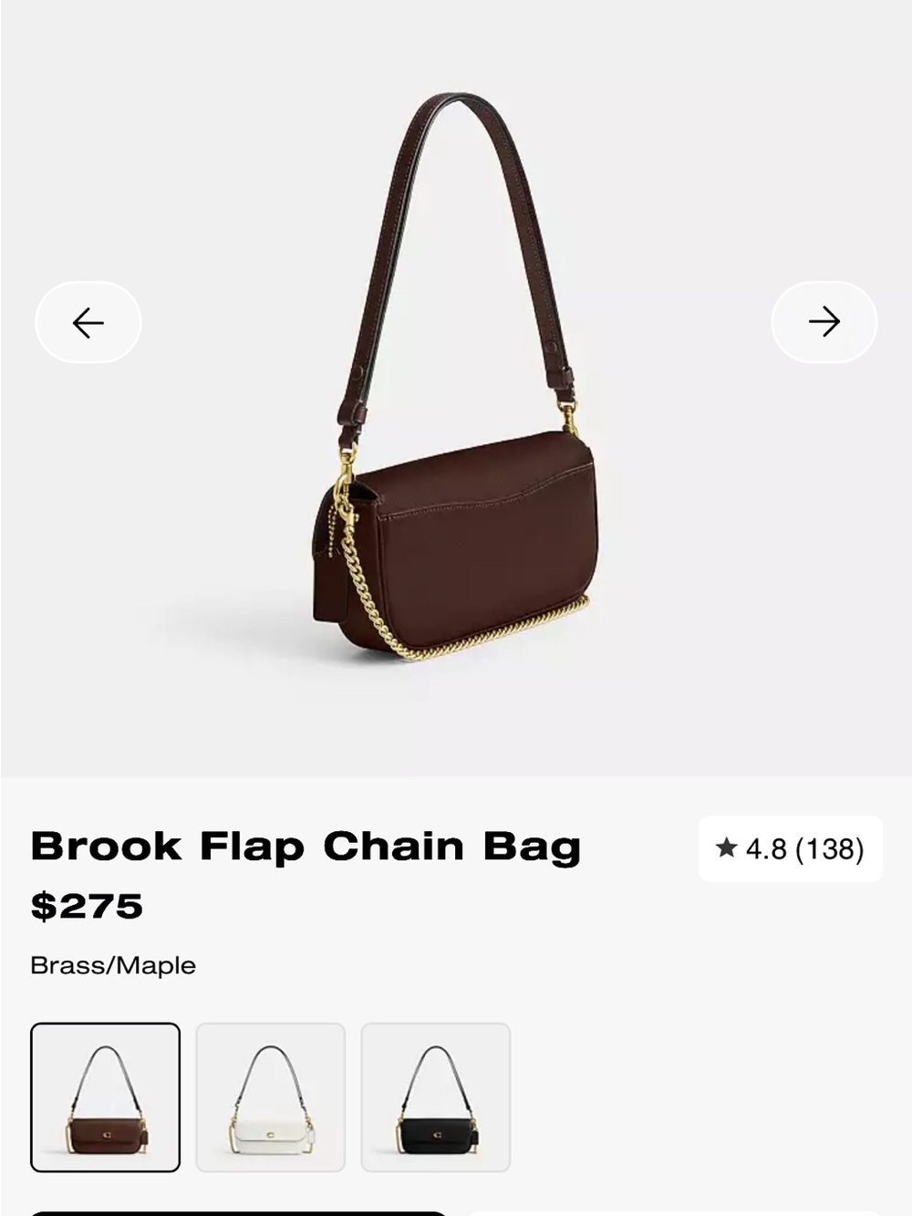 Coach Brook Flap Chain Bag in Maple Brown with Brass Hardware gently used - Picture 5 of 16